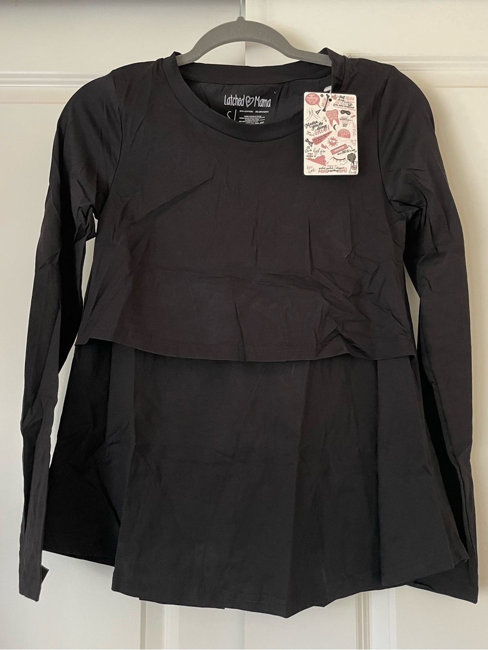 Latched Mama Black Long Sleeve Nursing Top
